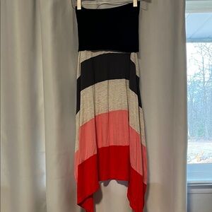 GAP Strapless Colorblock High-Low Skirt in Black, Gray, Pink & Red